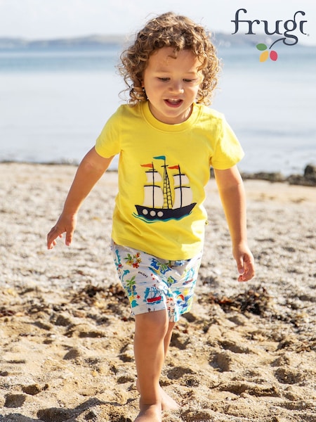 Galben - Tricou Frugi Albastru Avery cu aplicație 100% bumbac organic (F46924) | 149 LEI - 164 LEI