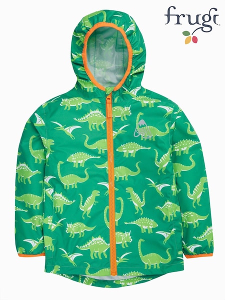 Verde - Frugi Green Dinosaur Waterproof Jacket (F46926) | 52 € - 57 €