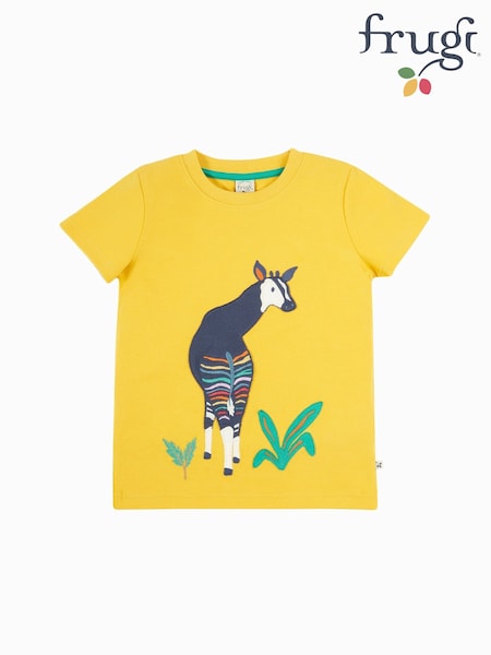 Amarillo - Frugi Red Carsen Applique T-shirt - Kids Top (F46930) | 31 € - 34 €