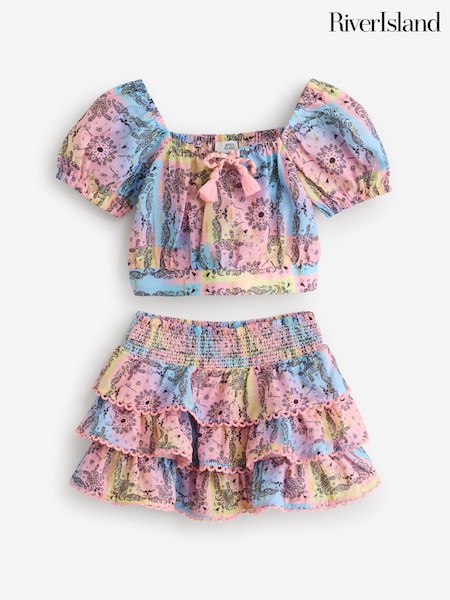 River Island Pink Girls Rara Skirt Set (F46973) | ₪111