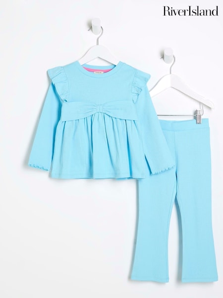 Albastru - River Island Girls Fundă Peplum Kickflare Set (F46986) | 112 LEI