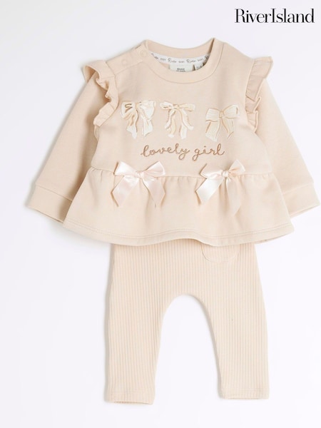 River Island Brown Baby Girls Peplum Sweater Set (F46997) | €31