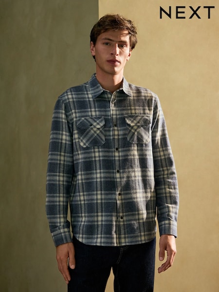 Blue Long Sleeve Check Shirt (F47102) | AED153
