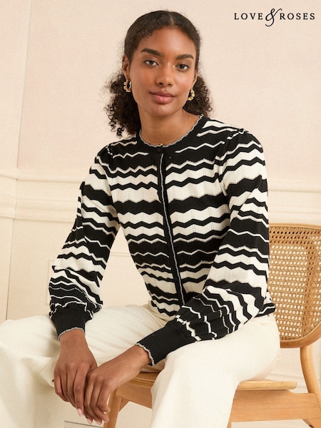 Love & Roses Blue/White Knitted Cardigan (F47119) | €51