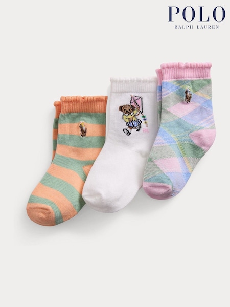 Polo Ralph Lauren Baby Polo Bear Flag Stripe Tartan Socks 3 Pack (F47124) | 19 €