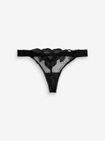 KBX Black Lana Shell Embroidery String Knickers (F47134) | €18