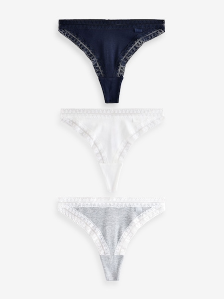 KBX White Thong Brazilian Knickers 3 Pack (F47140) | €21