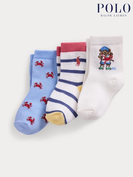 Polo Ralph Lauren Lauren Baby Polo Bear Crab Stripe Socks 3 Pack (F47150) | 19 €