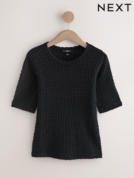 Black Texture Half Sleeve T-Shirt (F47185) | €24