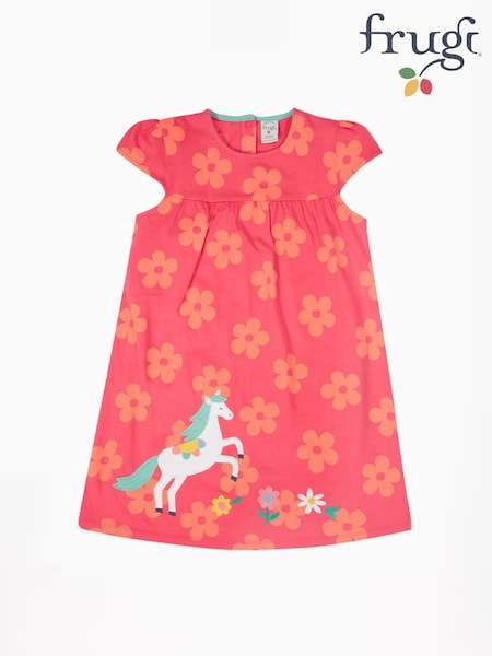 Rochie Frugi roz cu model floral și cal - Girls' Dress (F47232) | 194 LEI - 223 LEI