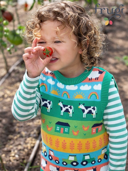 Frugi Blue Rainbow Tavi Knitted Tank 100% Cotton Top (F47233) | 40 € - 42 €