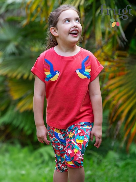 Frugi Kids Pink Daisy Appliqué 100% Cotton T-Shirt (F47237) | 149 LEI - 164 LEI