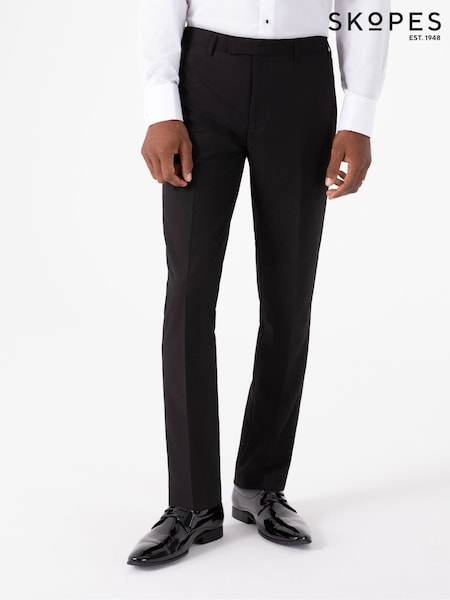 Skopes Black Tapered Fit Sinatra Suit Trousers with Satin Side Stripe (F47241) | 297 QAR