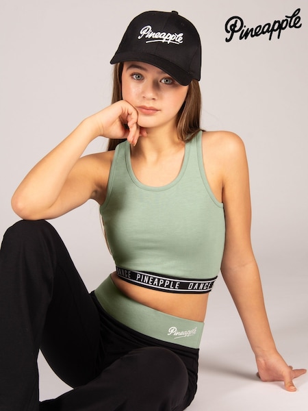 Pineapple Green Tape Hem Midi Crop Top (F47262) | OMR9