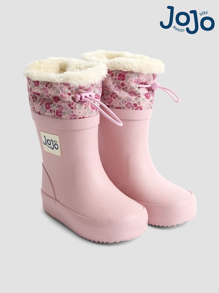 JoJo Maman Bébé Pale Pink Drawstring Cosy Lined Wellies (F47431) | AED148 - AED160