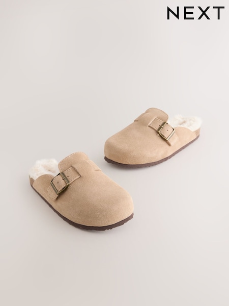 Brown Faux Fur Lined - Suede Slip-Ons Clogs (F47500) | € 29 - € 37