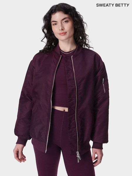 Sweaty Betty Purple Cityscape Longline Bomber Jacket (F47511) | ₪880