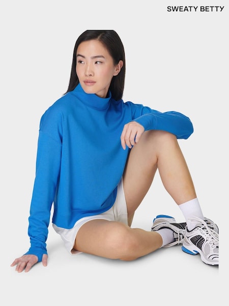 Sweaty Betty Blue After Class Funnel Neck Sweatshirt (F47524) | R$ 495