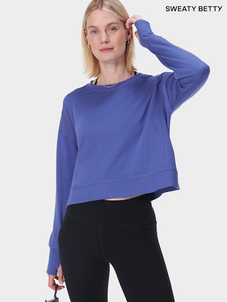 Sweaty Betty Blue After Class Crop Sweatshirt (F47525) | €34