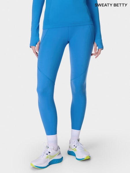 Sweaty Betty Denim Blue Full Length Power Workout Leggings (F47529) | €125