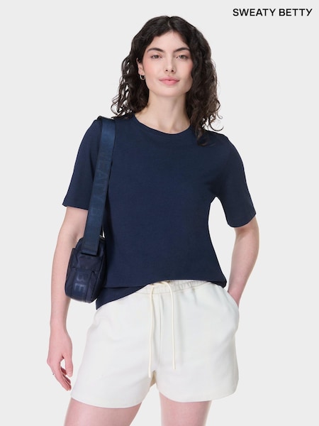 Sweaty Betty Blue Essential Crew Neck T-Shirt (F47546) | OMR16