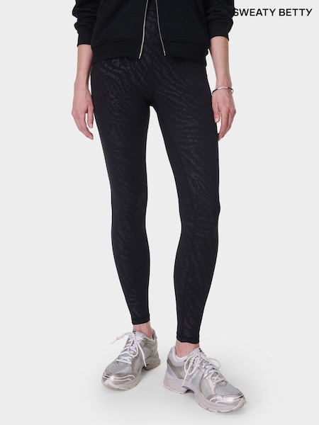 Sweaty Betty Chrome Black 7/8 Length All Day 7/8 Embossed Leggings (F47562) | $114