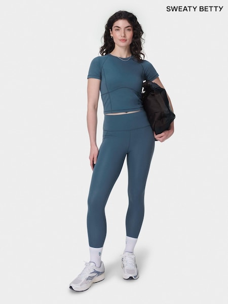 Sweaty Betty Light Blue 7/8 Length All Day 7/8 Embossed Leggings (F47569) | €92