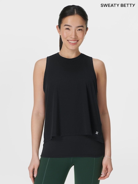 Sweaty Betty Black Soft Flow 2-In-1 Bra Tank (F47571) | €85
