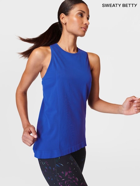 כחול  - Sweaty Betty Athlete Seamless Featherweight Workout Tank (F47617) | ‏201‏₪