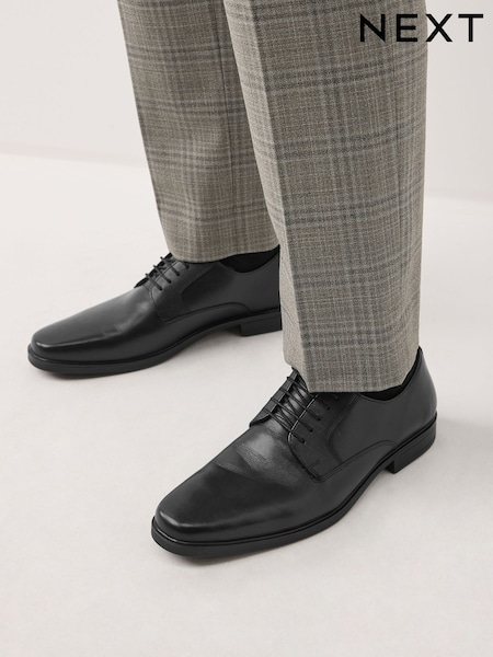 שחור - Leather Derby Shoes (F47788) | ‏145‏₪