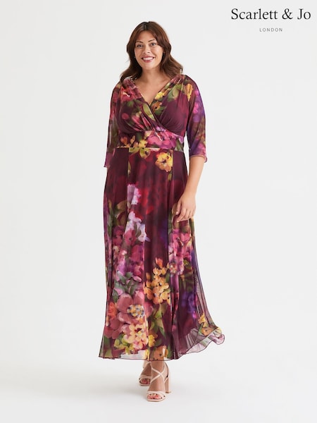 Scarlett & Jo Pink Verity Print Maxi Gown (F47800) | ₪478