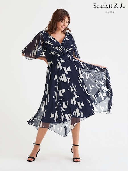 Scarlett & Jo Navy Blue Julie Hanky Hem Dress (F47838) | €114