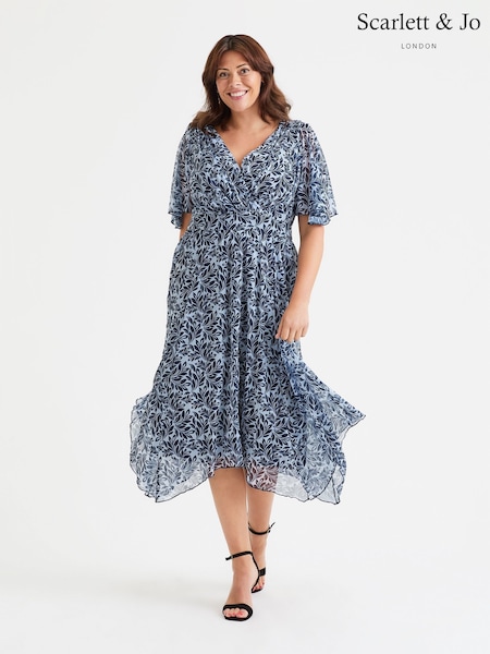 Scarlett & Jo Dark Blue Julie Hanky Hem Dress (F47841) | €114