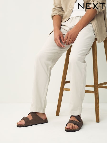 Brown Two Buckle Embossed Sandals (F47867) | AZN 71
