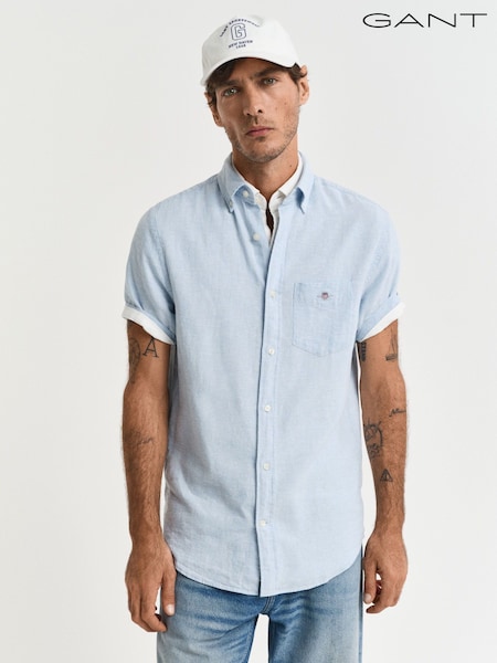 GANT Blue Regular Fit 100% Cotton Linen Shirt (F47875) | €132