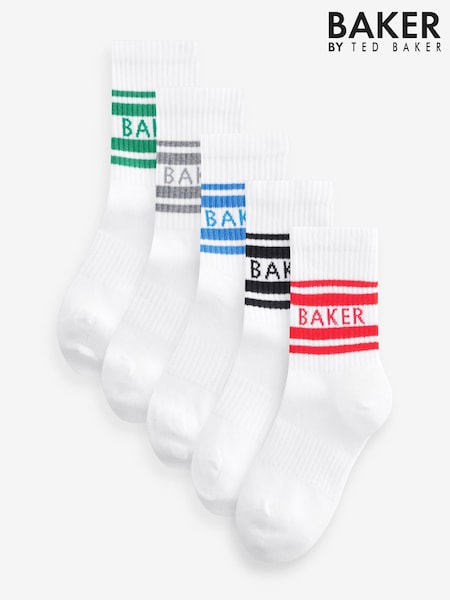Weiß, Streifen, mehrfarbig - Baker by Ted Baker Boys Socks 5 Pack (F47957) | 20 € - 22 €