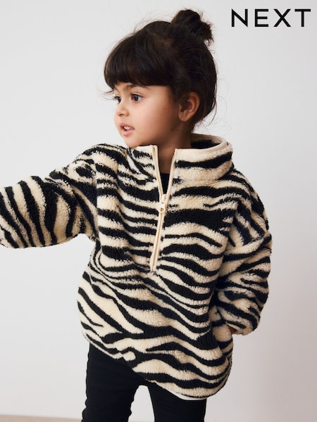 Black/White Zebra Print Half Zip Fleece (3mths-7yrs) (F47958) | AED76 - AED86