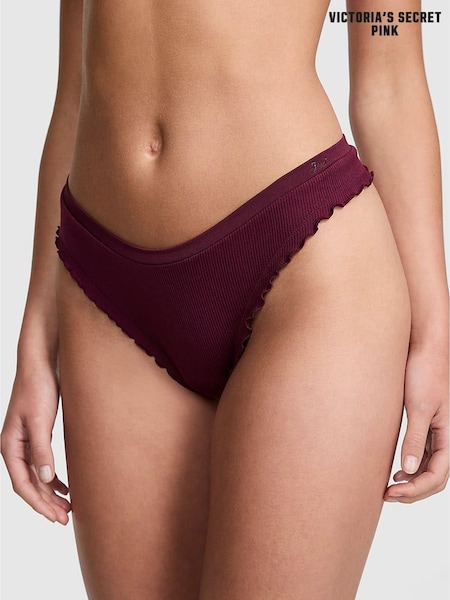 Victoria's Secret PINK Purple Rose Mini Scoop Thong Seamless Lettuce Edge Knickers (F48013) | €10.50