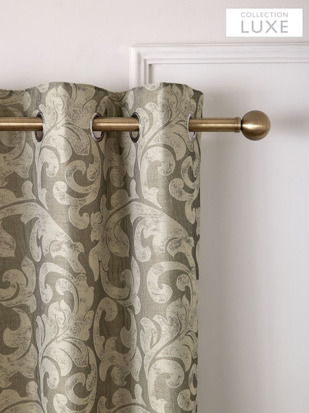 Gold/Champagne Collection Luxe Damask Jacquard Eyelet Lined Curtains (F48024) | R$ 880 - R$ 1,860