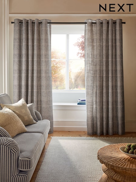 Simplicity Printed Check Eyelet Lined Curtains (F48033) | 90 € - 204 €