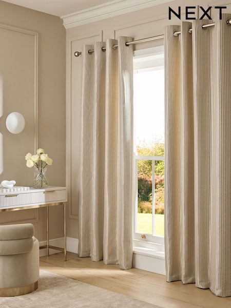 Stripe Jacquard Eyelet Lined Curtains (F48037) | € 76 - € 183