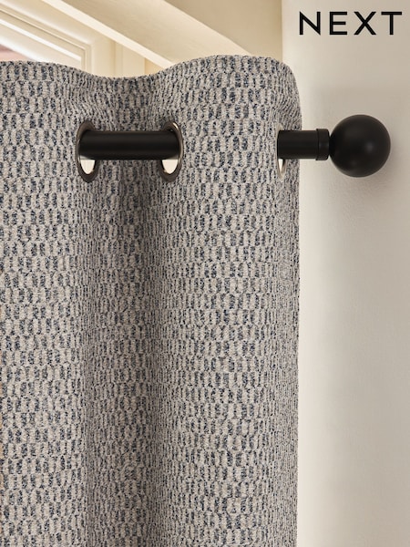 Blue/Natural Simplicity Jacquard Eyelet Lined Curtains (F48041) | AED463 - AED1,018