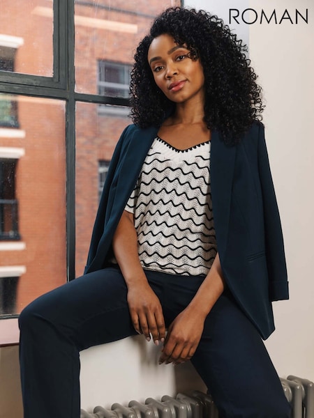 Roman Blue Petite Full Length Stretch Trousers (F48079) | €51