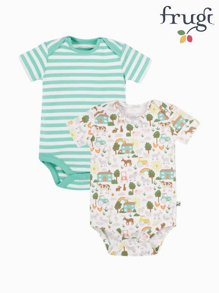 Frugi Super Special Short Sleeve 100% Cotton Bodysuits 2 Pack (F48140) | CA$63