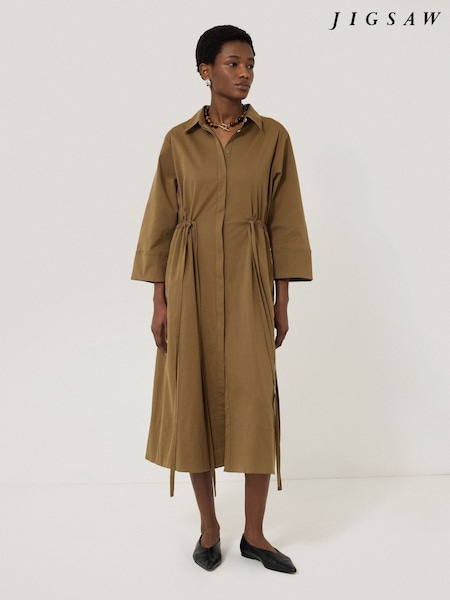 Jigsaw Green Cotton Tie Waist Shirt Dress (F48226) | €236