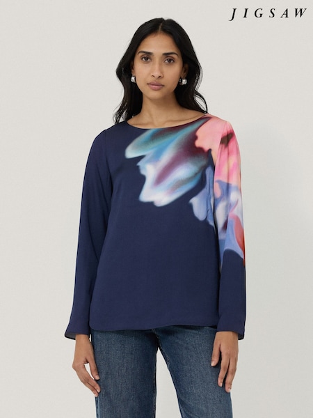 Jigsaw Dreamy Floral Print Boat Neck Top (F48227) | ‏729‏₪