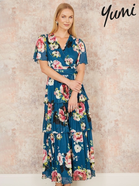 Yumi Floral Mesh Tiered Maxi Dress (F48256) | €106