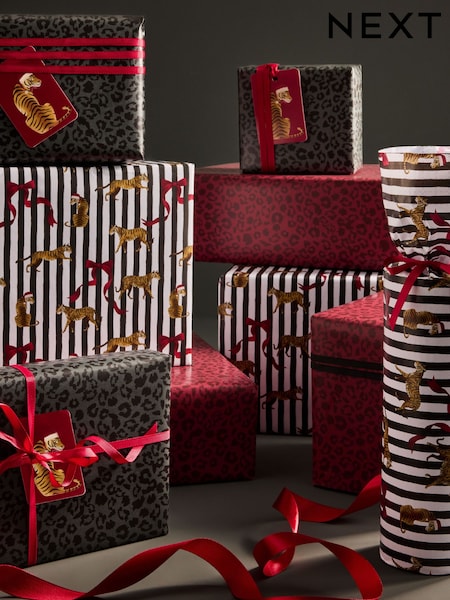 Burgundy Leopard Set of 3, 3m Christmas Wrapping Papers (F48270) | €11