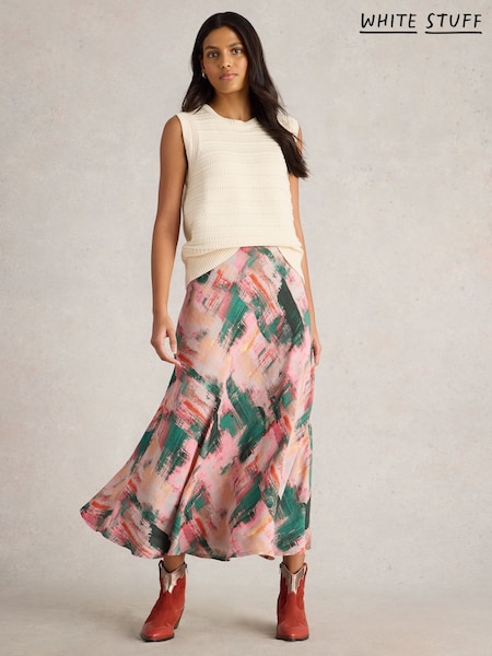 White Stuff Pink Hope Bias Cut Maxi Skirt (F48275) | AED344