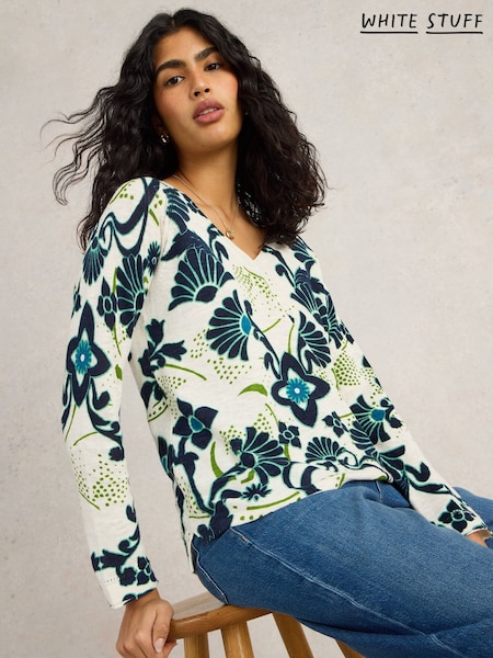 White Stuff Blue Naria Print Jumper (F48285) | €84